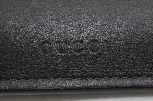 Authentic GUCCI Ghost LIFE IS GUCCI Clutch Bag Purse Leather 445597 Black 5698I