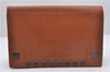 Authentic YVES SAINT LAURENT Clutch Bag Purse Leather Brown 5709D