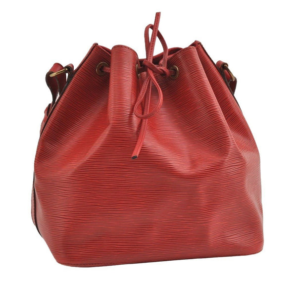 Authentic Louis Vuitton Epi Petit Noe Shoulder Drawstring Bag M44107 Red 5709I
