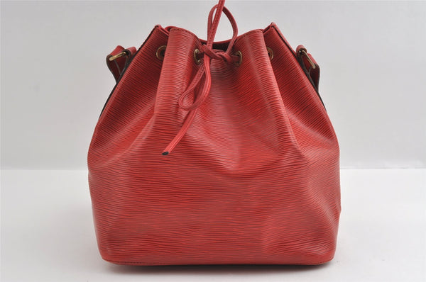 Authentic Louis Vuitton Epi Petit Noe Shoulder Drawstring Bag M44107 Red 5709I