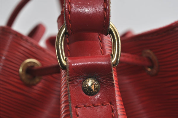 Authentic Louis Vuitton Epi Petit Noe Shoulder Drawstring Bag M44107 Red 5709I