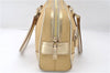 Authentic GUCCI Vintage Hand Bag Purse GG Canvas Leather 0000852 Gold 5710E