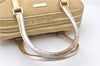 Authentic GUCCI Vintage Hand Bag Purse GG Canvas Leather 0000852 Gold 5710E
