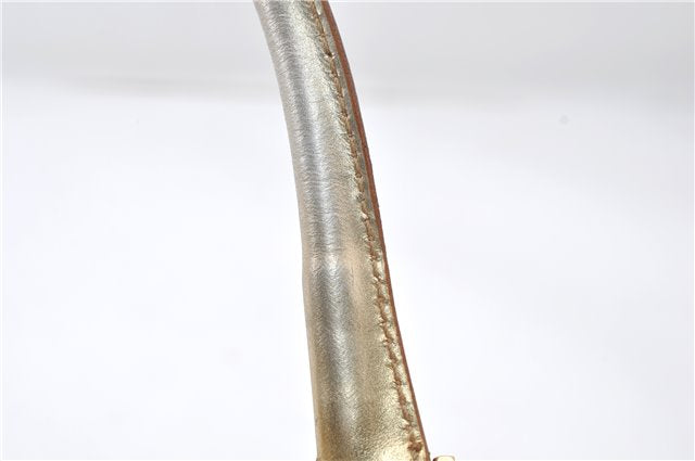 Authentic GUCCI Vintage Hand Bag Purse GG Canvas Leather 0000852 Gold 5710E