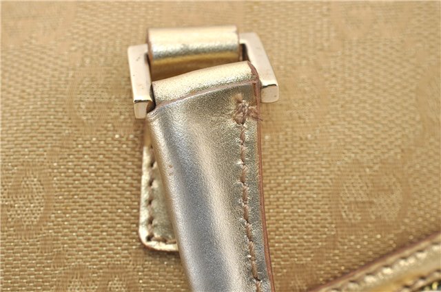 Authentic GUCCI Vintage Hand Bag Purse GG Canvas Leather 0000852 Gold 5710E