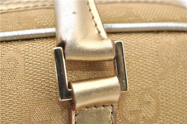 Authentic GUCCI Vintage Hand Bag Purse GG Canvas Leather 0000852 Gold 5710E