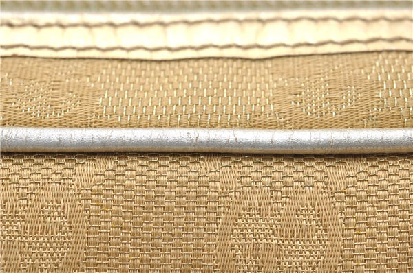 Authentic GUCCI Vintage Hand Bag Purse GG Canvas Leather 0000852 Gold 5710E