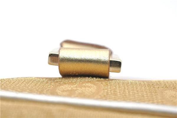 Authentic GUCCI Vintage Hand Bag Purse GG Canvas Leather 0000852 Gold 5710E