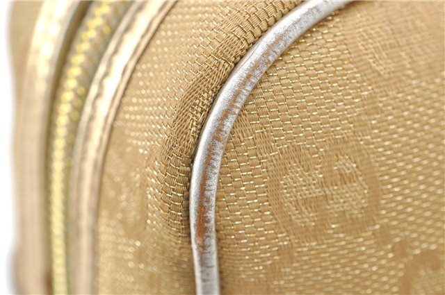 Authentic GUCCI Vintage Hand Bag Purse GG Canvas Leather 0000852 Gold 5710E