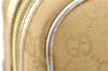Authentic GUCCI Vintage Hand Bag Purse GG Canvas Leather 0000852 Gold 5710E