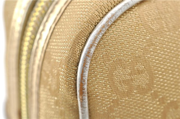 Authentic GUCCI Vintage Hand Bag Purse GG Canvas Leather 0000852 Gold 5710E