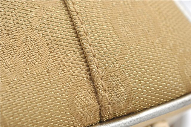 Authentic GUCCI Vintage Hand Bag Purse GG Canvas Leather 0000852 Gold 5710E