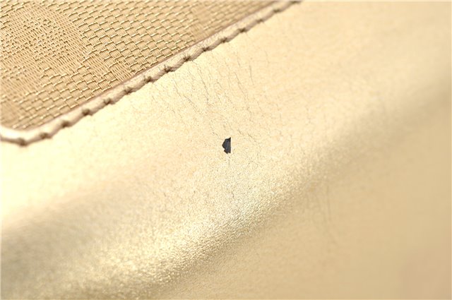 Authentic GUCCI Vintage Hand Bag Purse GG Canvas Leather 0000852 Gold 5710E