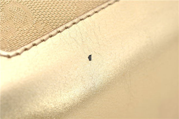 Authentic GUCCI Vintage Hand Bag Purse GG Canvas Leather 0000852 Gold 5710E