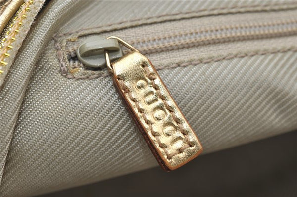 Authentic GUCCI Vintage Hand Bag Purse GG Canvas Leather 0000852 Gold 5710E