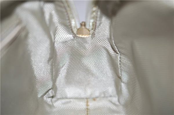 Authentic GUCCI Vintage Hand Bag Purse GG Canvas Leather 0000852 Gold 5710E