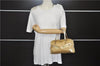 Authentic GUCCI Vintage Hand Bag Purse GG Canvas Leather 0000852 Gold 5710E