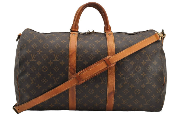 Authentic Louis Vuitton Monogram Keepall Bandouliere 50 M41416 Boston Bag 5711I