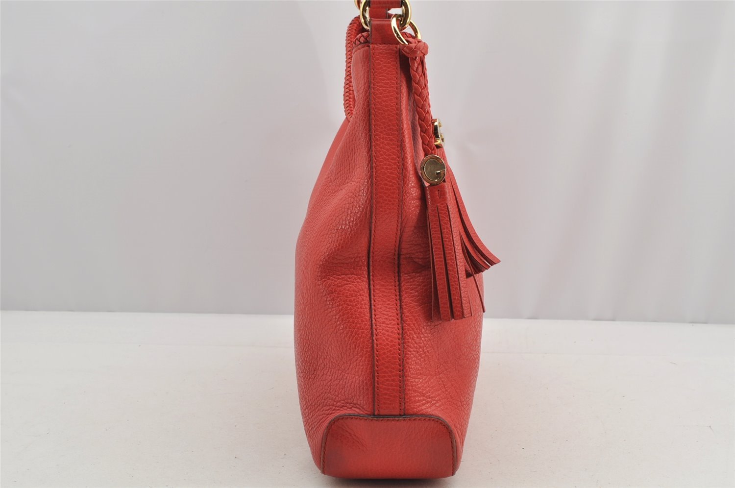 Authentic GUCCI Vintage Tassel Shoulder Hand Bag Leather 336659 Red 5715I