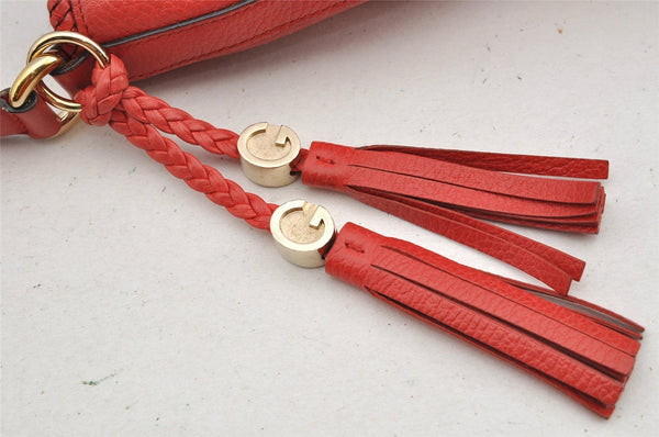 Authentic GUCCI Vintage Tassel Shoulder Hand Bag Leather 336659 Red 5715I