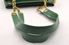 Authentic CHANEL Caviar Skin Vintage CC Logo Chain Shoulder Bag Green Junk 5716I