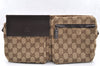 Authentic GUCCI Vintage Waist Body Bag Purse Canvas Leather 28566 Brown 5717I