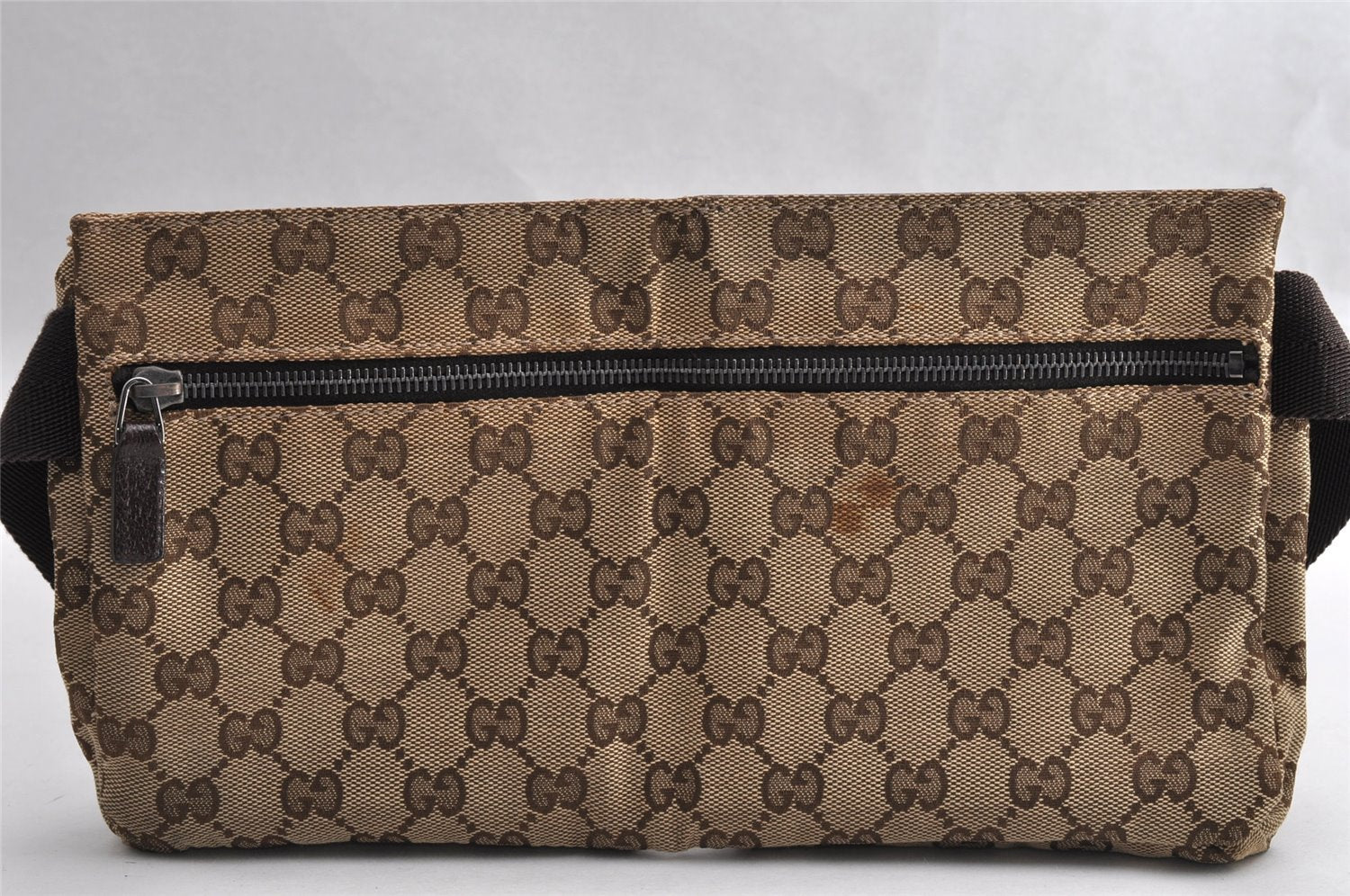 Authentic GUCCI Vintage Waist Body Bag Purse Canvas Leather 28566 Brown 5717I