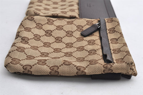 Authentic GUCCI Vintage Waist Body Bag Purse Canvas Leather 28566 Brown 5717I