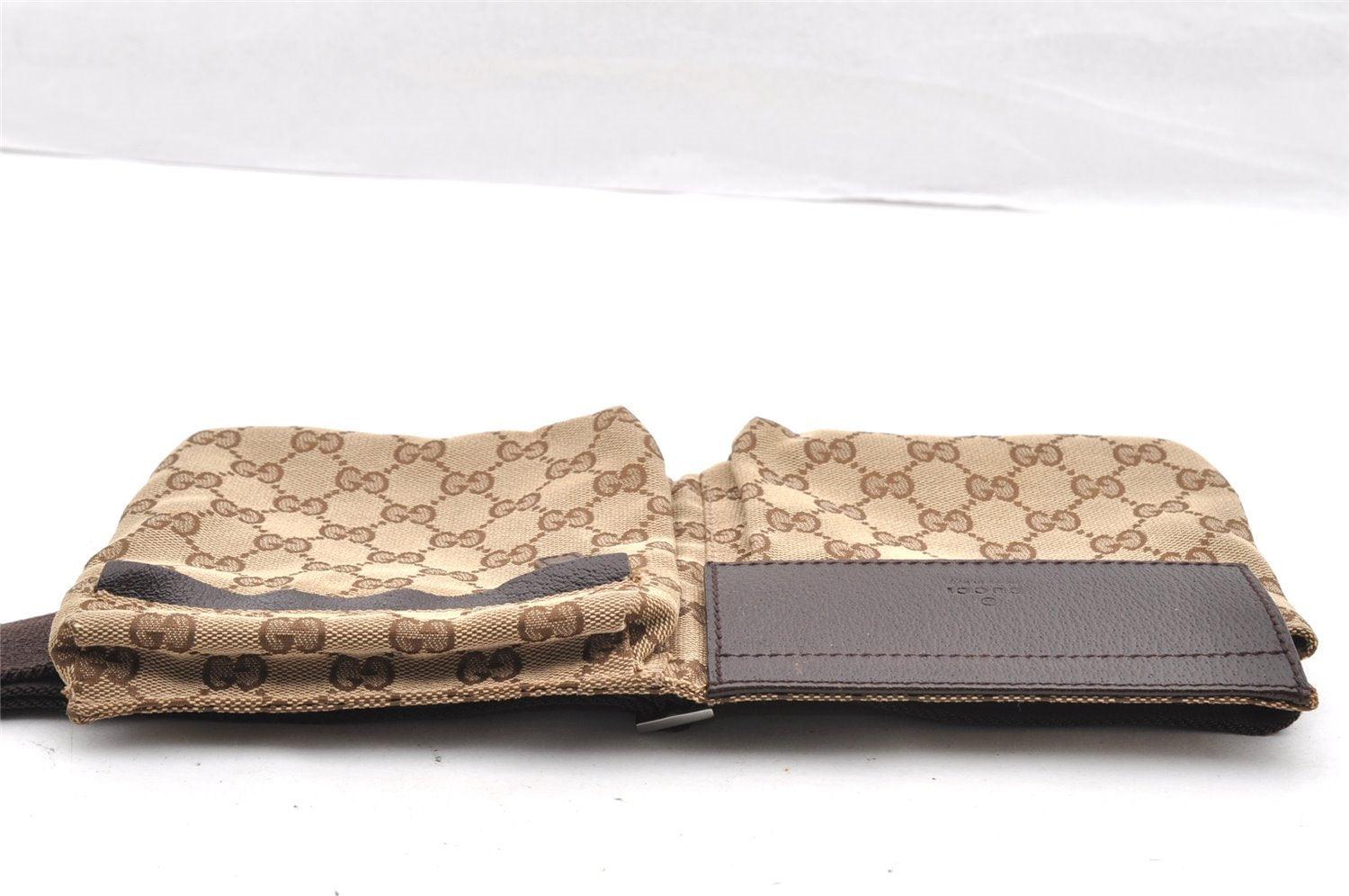 Authentic GUCCI Vintage Waist Body Bag Purse Canvas Leather 28566 Brown 5717I