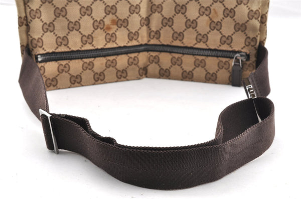 Authentic GUCCI Vintage Waist Body Bag Purse Canvas Leather 28566 Brown 5717I