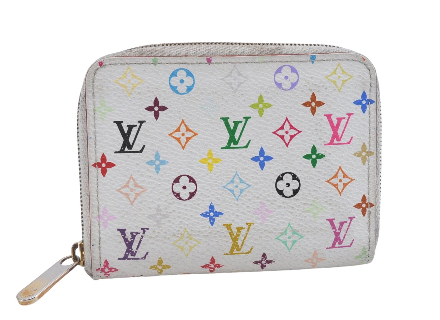 Louis Vuitton Monogram Multicolor Zippy Coin Purse White Beige M66548 LV 5718D