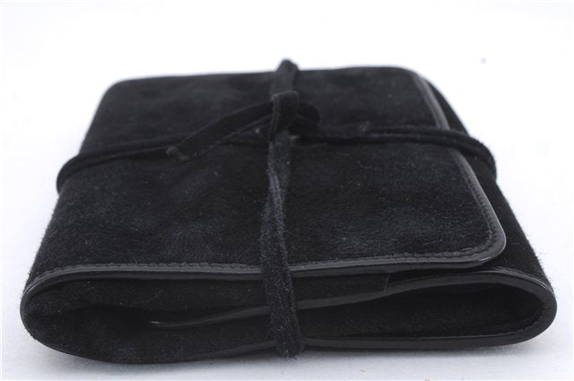 Authentic GUCCI Cosmetic Pouch Clutch Bag Purse Suede Leather Black 5722D