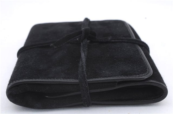 Authentic GUCCI Cosmetic Pouch Clutch Bag Purse Suede Leather Black 5722D