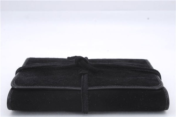 Authentic GUCCI Cosmetic Pouch Clutch Bag Purse Suede Leather Black 5722D