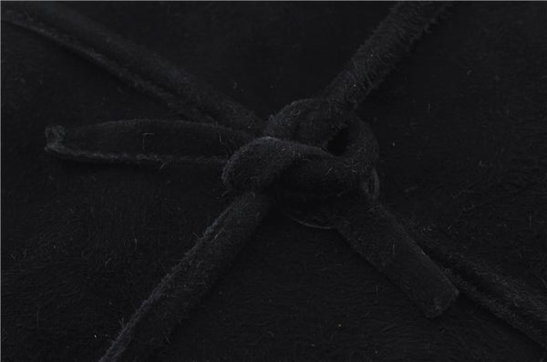 Authentic GUCCI Cosmetic Pouch Clutch Bag Purse Suede Leather Black 5722D