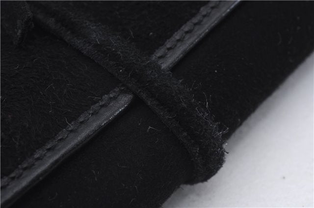 Authentic GUCCI Cosmetic Pouch Clutch Bag Purse Suede Leather Black 5722D