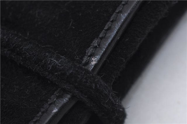 Authentic GUCCI Cosmetic Pouch Clutch Bag Purse Suede Leather Black 5722D