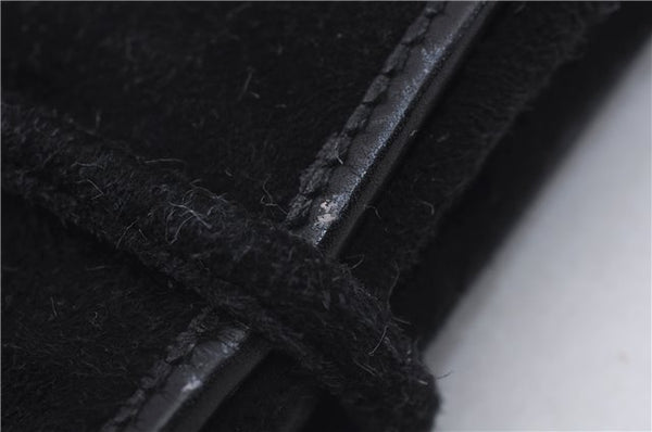 Authentic GUCCI Cosmetic Pouch Clutch Bag Purse Suede Leather Black 5722D