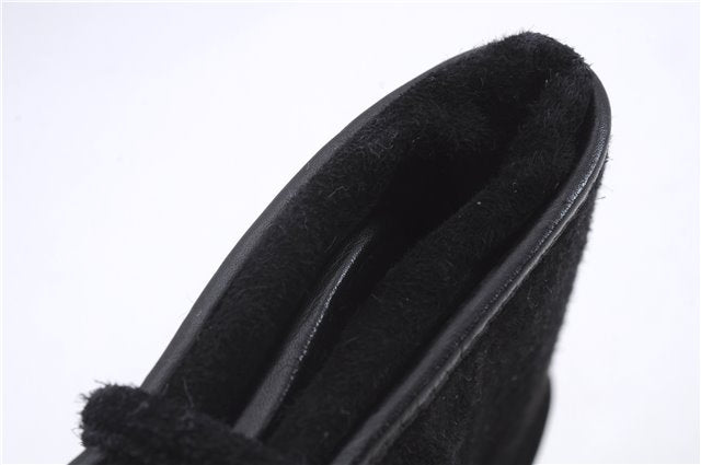 Authentic GUCCI Cosmetic Pouch Clutch Bag Purse Suede Leather Black 5722D