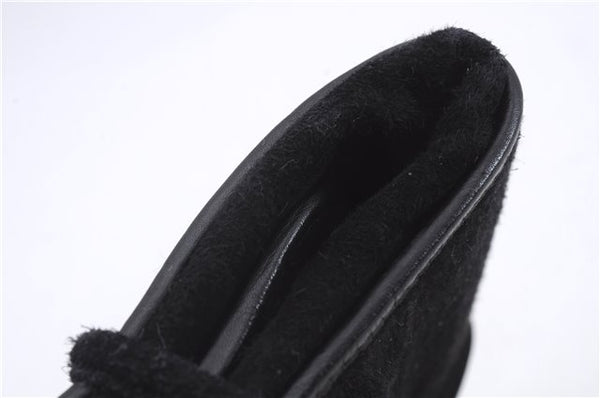 Authentic GUCCI Cosmetic Pouch Clutch Bag Purse Suede Leather Black 5722D