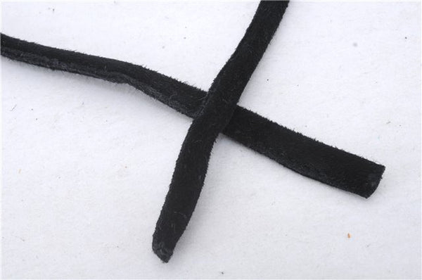 Authentic GUCCI Cosmetic Pouch Clutch Bag Purse Suede Leather Black 5722D