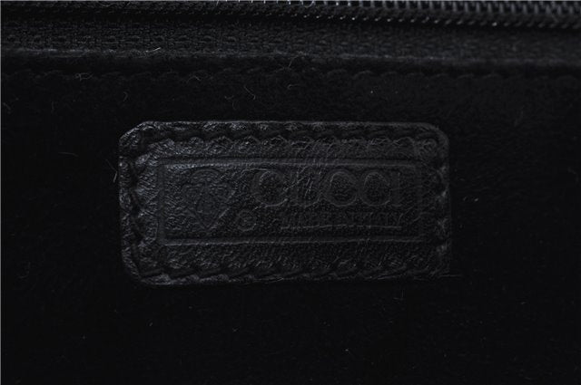 Authentic GUCCI Cosmetic Pouch Clutch Bag Purse Suede Leather Black 5722D