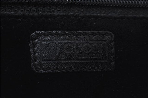Authentic GUCCI Cosmetic Pouch Clutch Bag Purse Suede Leather Black 5722D