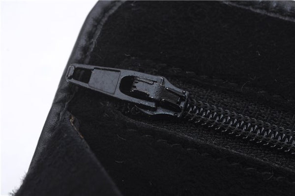 Authentic GUCCI Cosmetic Pouch Clutch Bag Purse Suede Leather Black 5722D