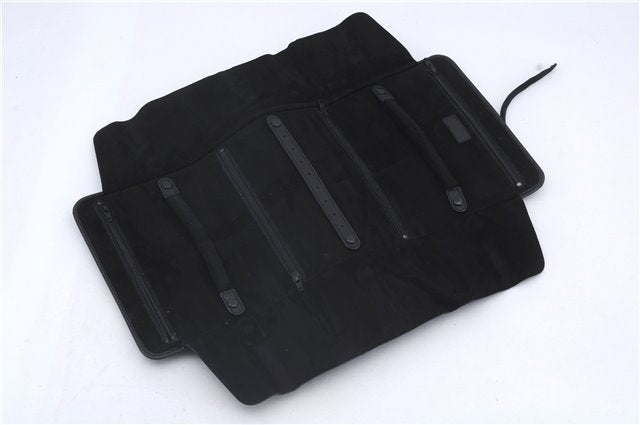 Authentic GUCCI Cosmetic Pouch Clutch Bag Purse Suede Leather Black 5722D