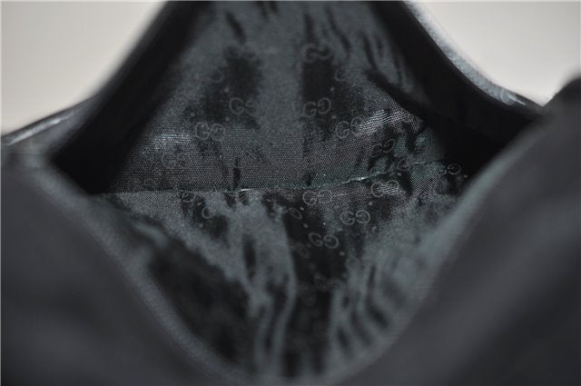 Authentic GUCCI Cosmetic Pouch Clutch Bag Purse Suede Leather Black 5722D