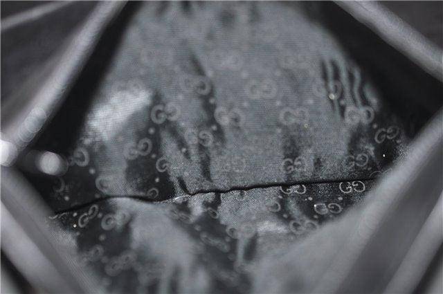 Authentic GUCCI Cosmetic Pouch Clutch Bag Purse Suede Leather Black 5722D