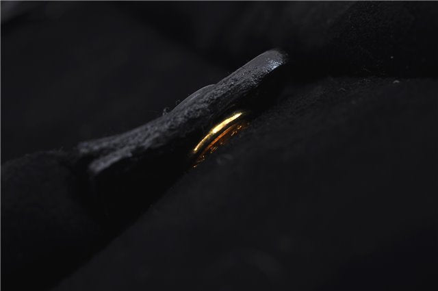 Authentic GUCCI Cosmetic Pouch Clutch Bag Purse Suede Leather Black 5722D