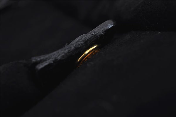 Authentic GUCCI Cosmetic Pouch Clutch Bag Purse Suede Leather Black 5722D