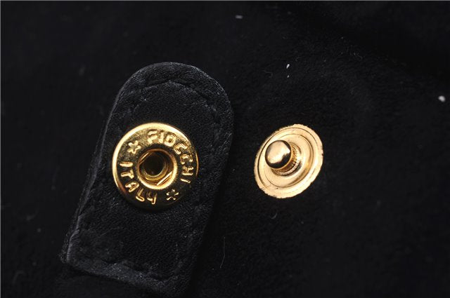 Authentic GUCCI Cosmetic Pouch Clutch Bag Purse Suede Leather Black 5722D